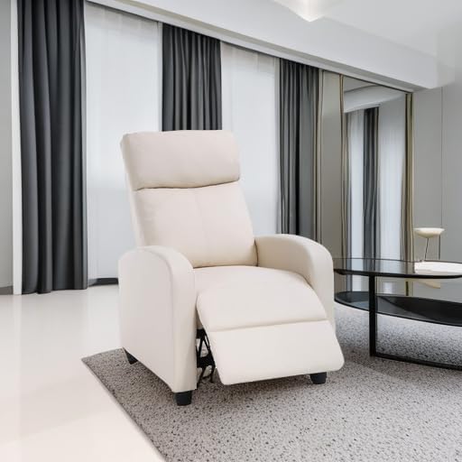 CaliFox Recliner Chair for Living Room Home Theater Seating Single Reclining Sofa Lounge with Padded Seat Backrest (Beige)