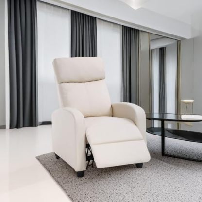 CaliFox Recliner Chair for Living Room Home Theater Seating Single Reclining Sofa Lounge with Padded Seat Backrest (Beige)