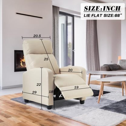 CaliFox Recliner Chair for Living Room Home Theater Seating Single Reclining Sofa Lounge with Padded Seat Backrest (Beige)
