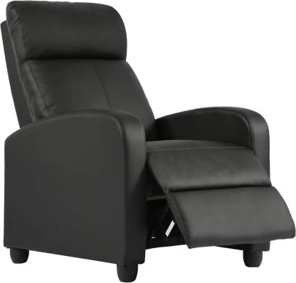 CaliFox Recliner Chair for Living Room Home Theater Seating Single Reclining Sofa Lounge with Padded Seat Backrest (Black)
