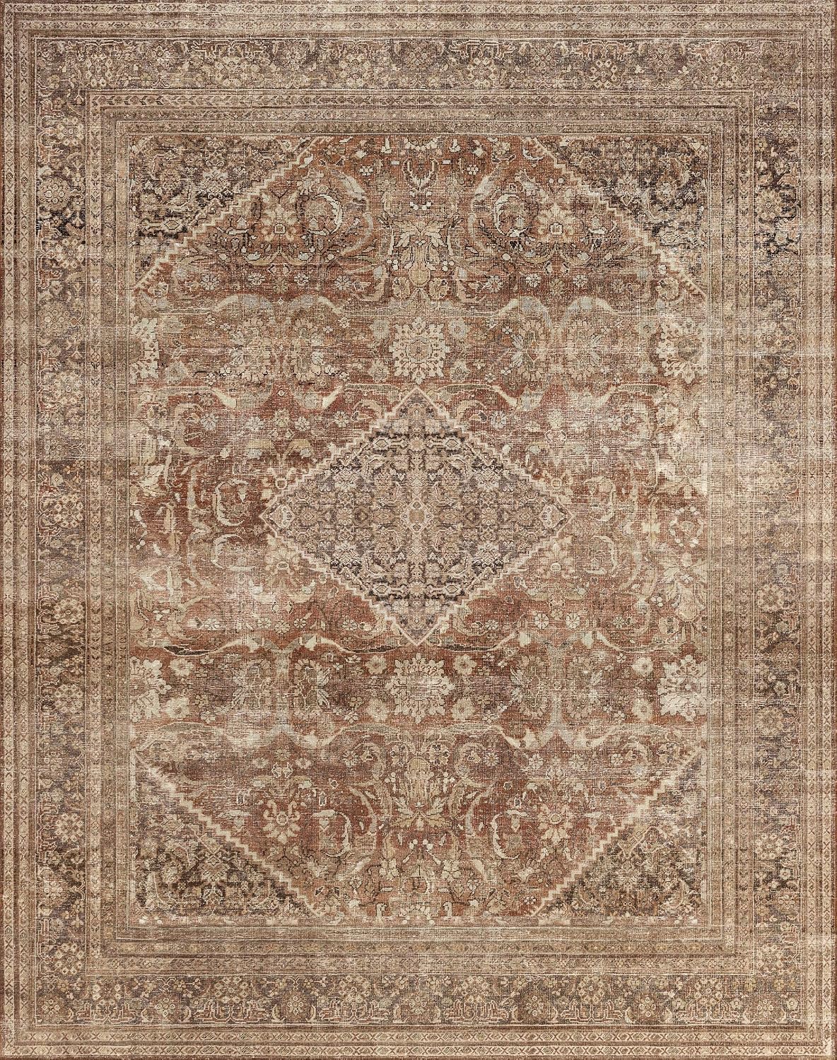8x10 Area Rugs for Living Room, Non-Slip Backing Washable Rug 8x10, Large Area Rug Soft Carpet for Bedroom Dining Room, Vintage, Easy Clean, Durable, Low Pile Rug Under Table, Earth Tone
