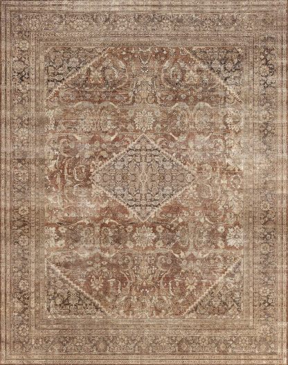 8x10 Area Rugs for Living Room, Non-Slip Backing Washable Rug 8x10, Large Area Rug Soft Carpet for Bedroom Dining Room, Vintage, Easy Clean, Durable, Low Pile Rug Under Table, Earth Tone