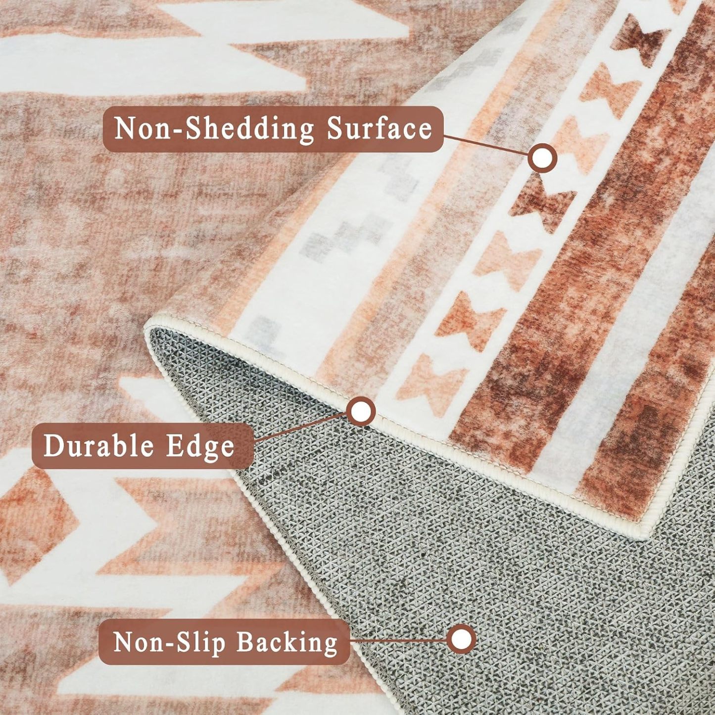Camel Rugs for Living Room, Non-Slip Backing Washable Rug, Large Area Rug Soft Carpet for Bedroom Dining Room, Vintage, Easy Clean, Durable, Low Pile Rug Under Table