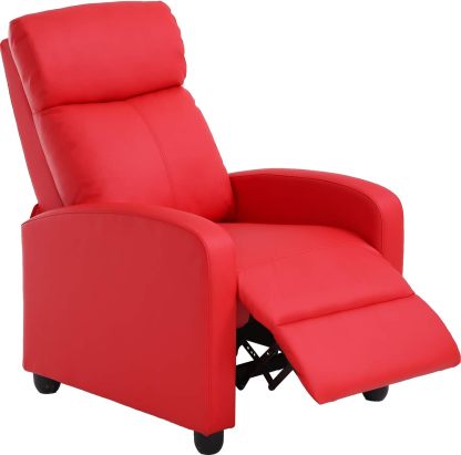 CaliFox Recliner Chair for Living Room Home Theater Seating Single Reclining Sofa Lounge with Padded Seat Backrest (Red)