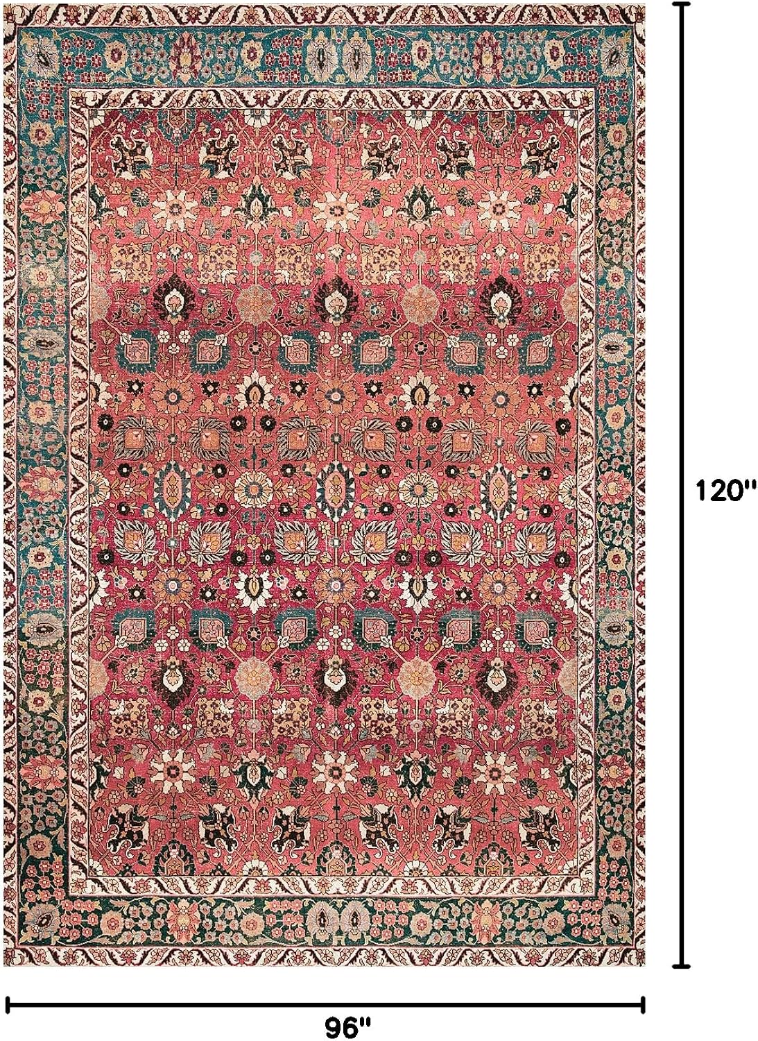 Cherry Red/Spice Rugs for Living Room, Non-Slip Backing Washable Rug, Large Area Rug Soft Carpet for Bedroom Dining Room, Vintage, Easy Clean, Durable, Low Pile Rug Under Table