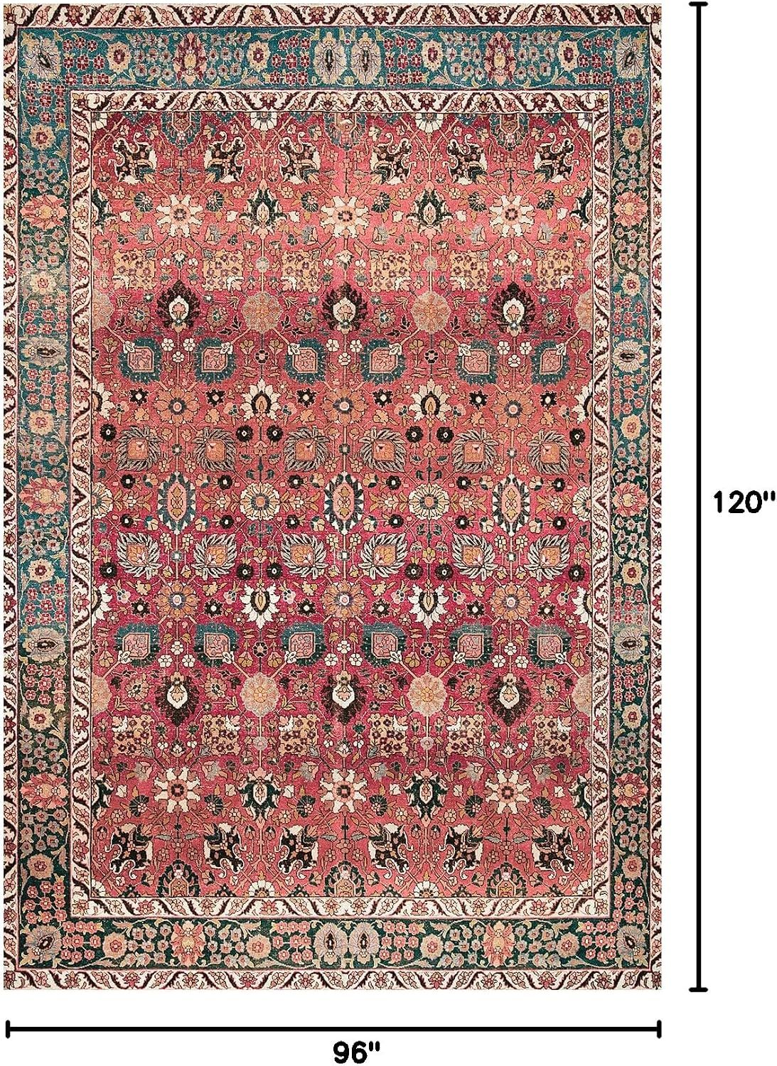 Cherry Red/Spice Rugs for Living Room, Non-Slip Backing Washable Rug, Large Area Rug Soft Carpet for Bedroom Dining Room, Vintage, Easy Clean, Durable, Low Pile Rug Under Table