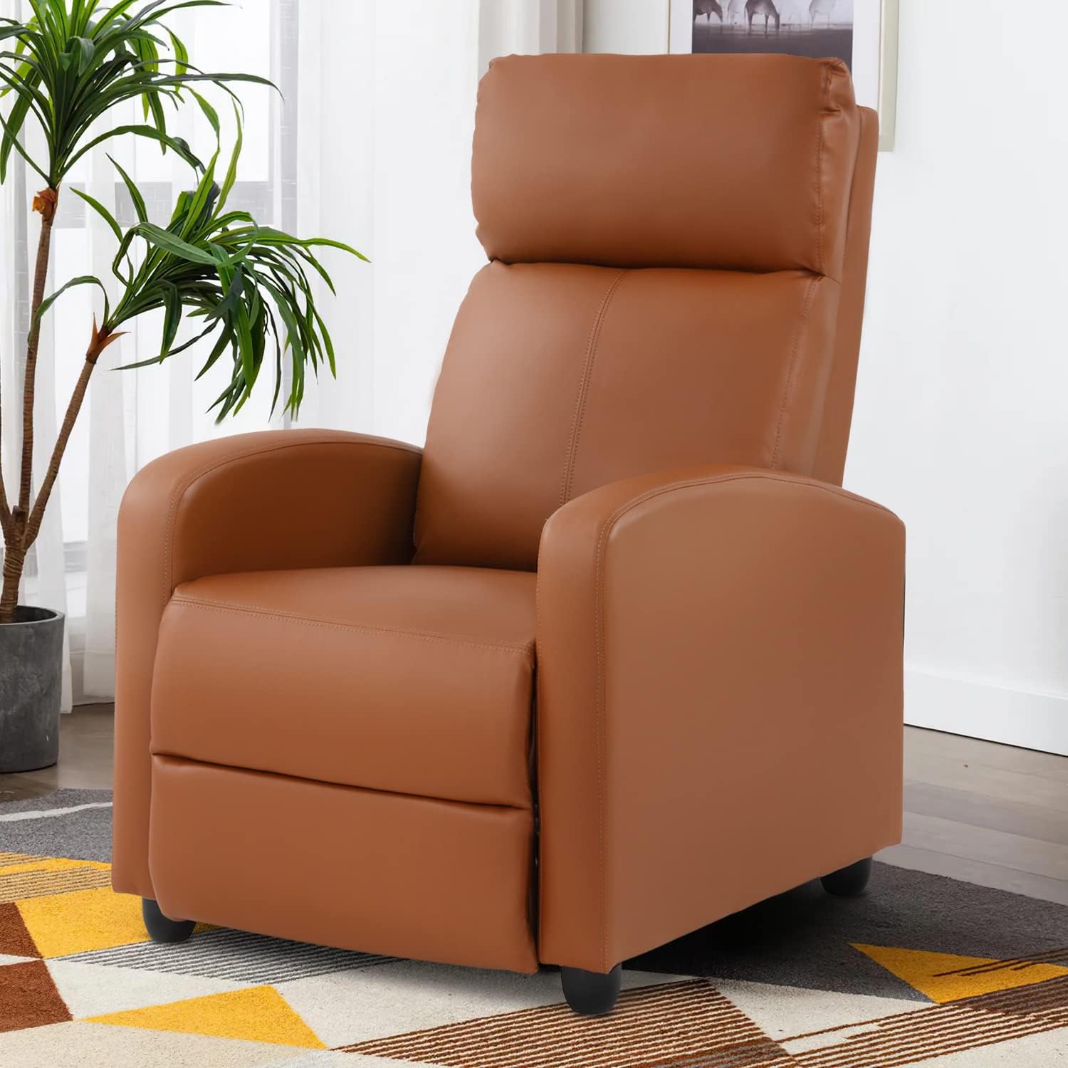 CaliFox Recliner Chair for Living Room Home Theater Seating Single Reclining Sofa Lounge with Padded Seat Backrest (Tan)