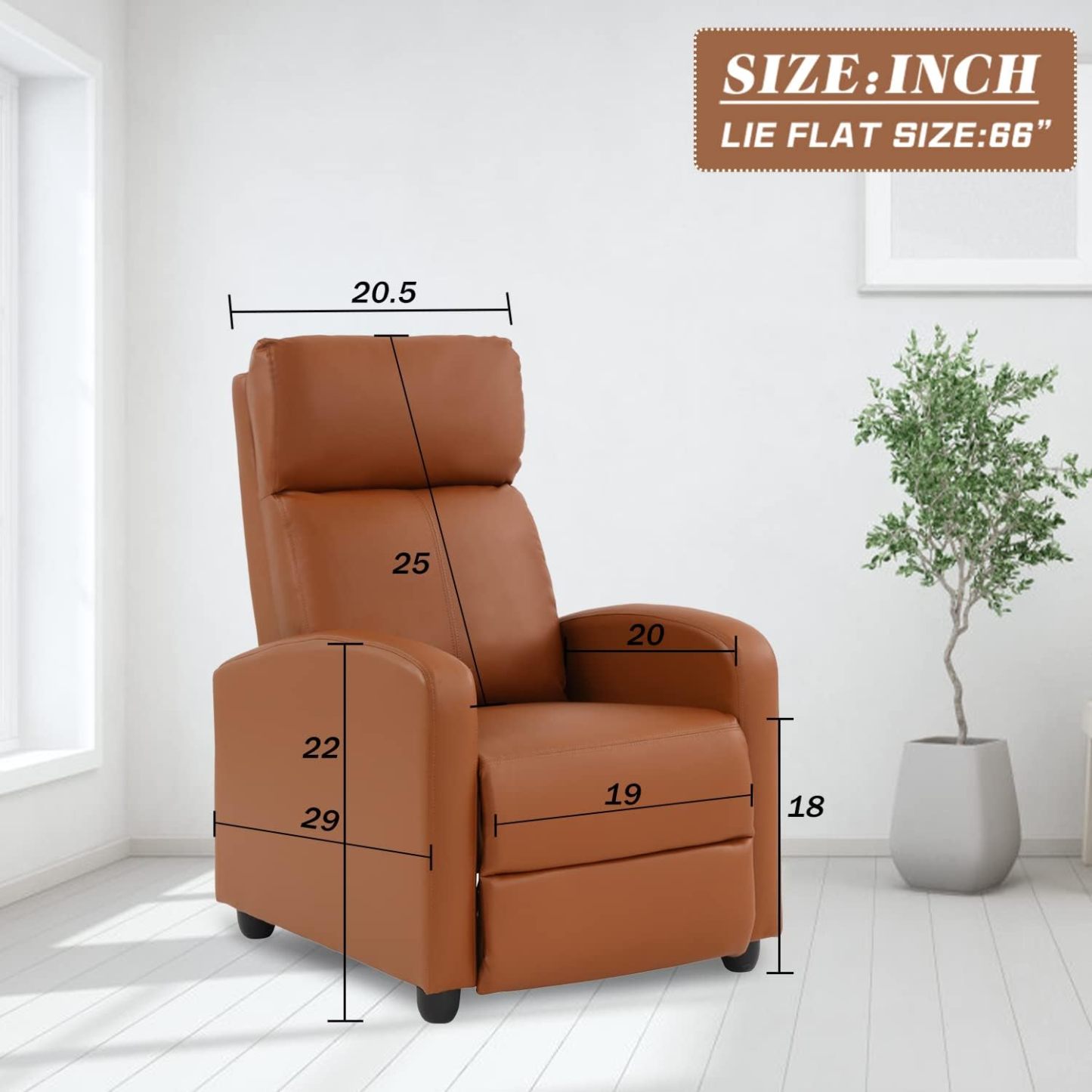 CaliFox Recliner Chair for Living Room Home Theater Seating Single Reclining Sofa Lounge with Padded Seat Backrest (Tan)