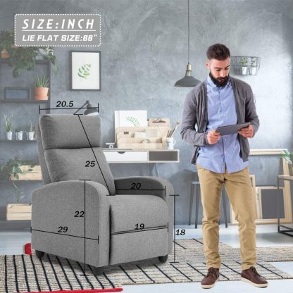 CaliFox Recliner Chair for Living Room Home Theater Seating Single Reclining Sofa Lounge with Padded Seat Backrest (Grey)