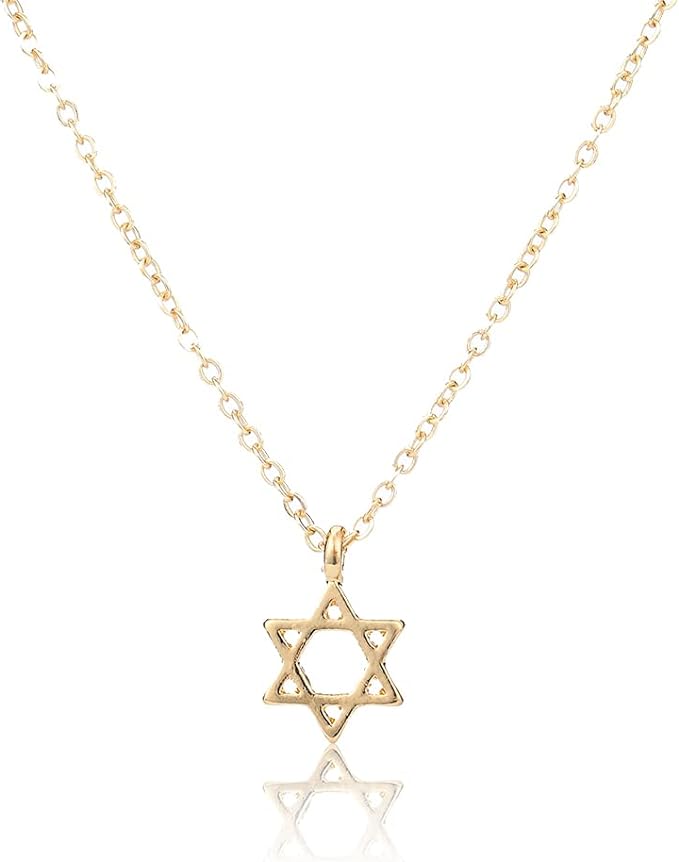 Star of David Necklace Gold Necklace Hexagram Necklace Tiny Necklace Charm Necklace for Women and Girls