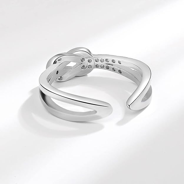 Mother Daughter Ring,The Love Between Mother and Daughter is Forever Infinity Rings for Women, Adjustable Knot Ring As a Symbol of Love to Mother Daughter Gift, Zinc, Cubic Zirconia