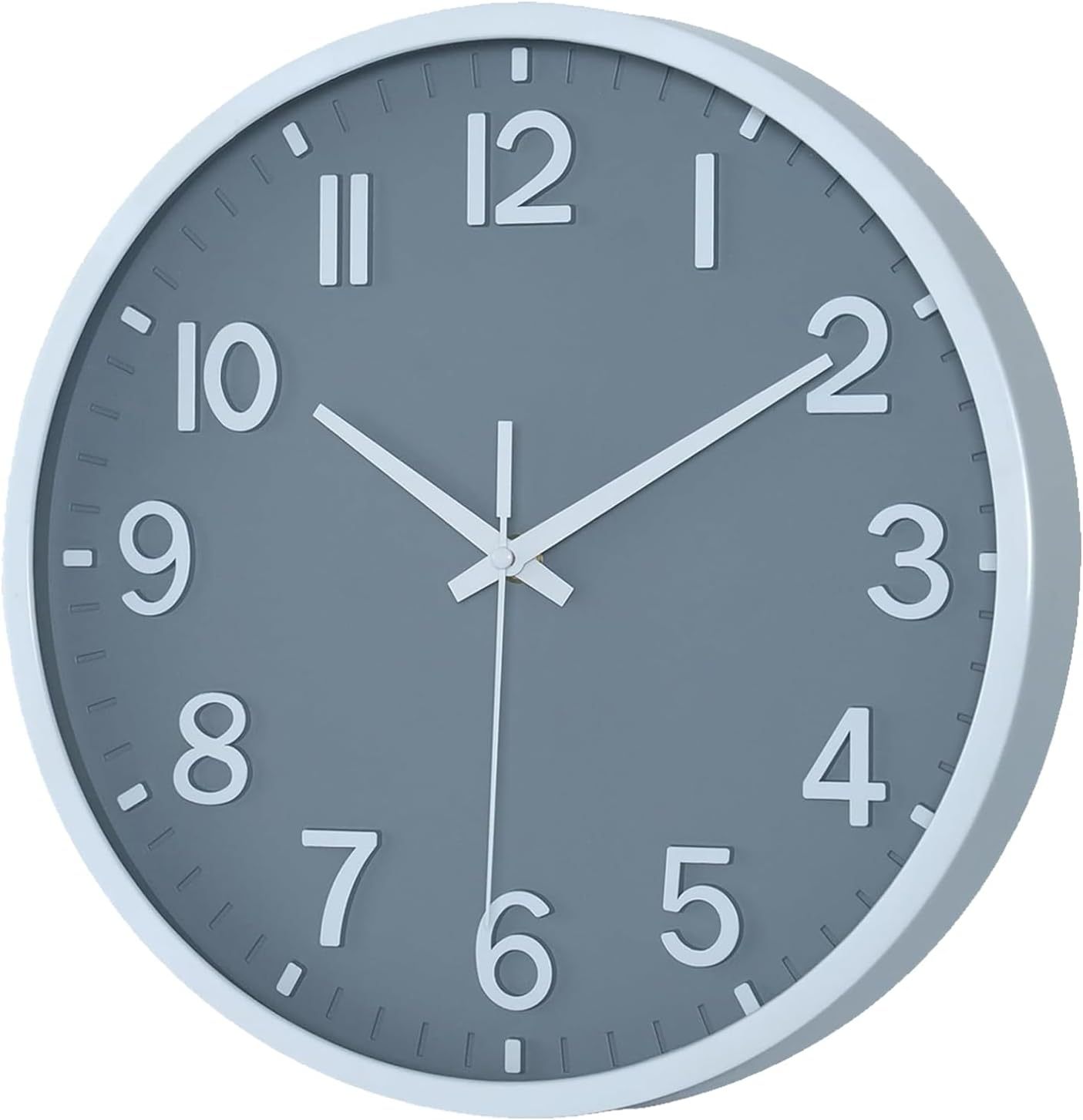 Wall Clocks Battery Operated 8 inch Modern Wall Clock,Silent Non Ticking Wall Clock for Living Room Bedroom Kitchen Office Classroom Decor (Gray White)