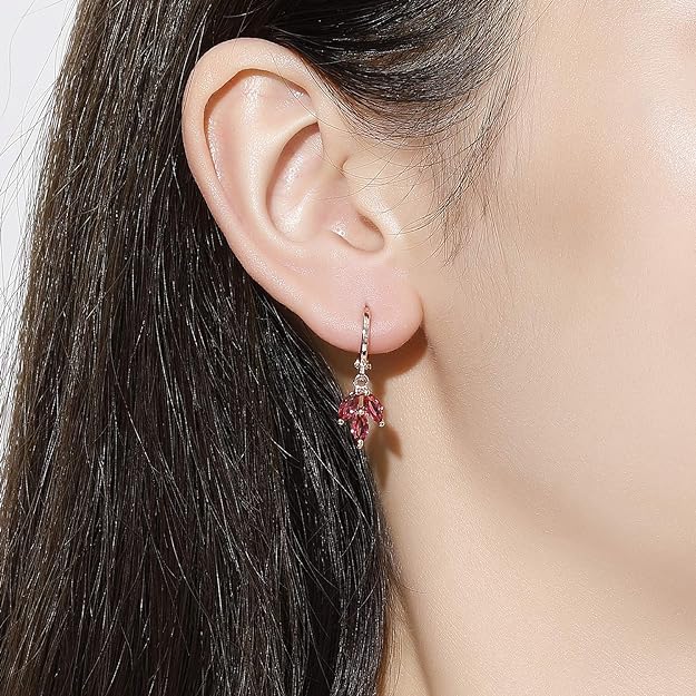 Three Leaf Dangle Drop Earrings Made With Swarovski Crystals Rose Gold Cut Pave Leverback Dangle Earring for Women