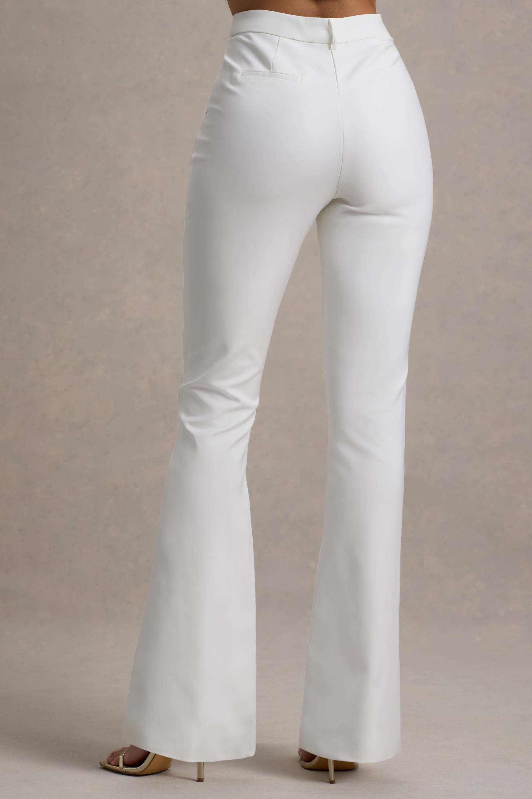 Carina | White Flared-Leg Tailored Trousers