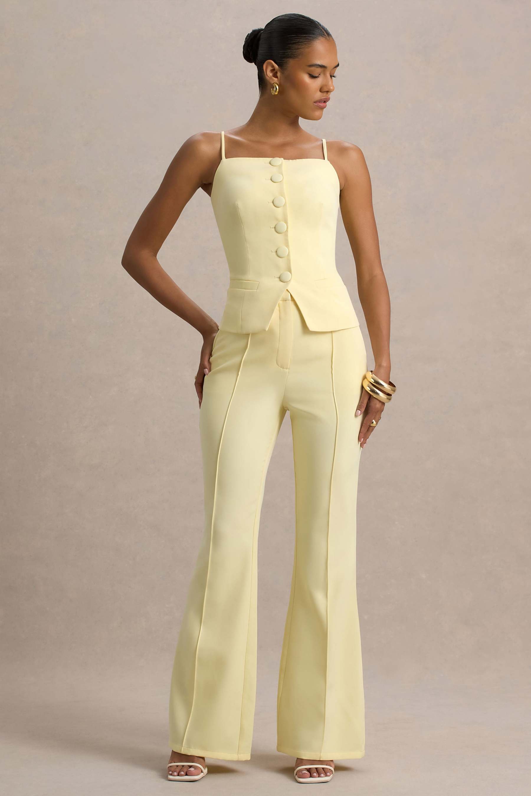 Jada | Lemon Tailored Flared-Leg Trousers