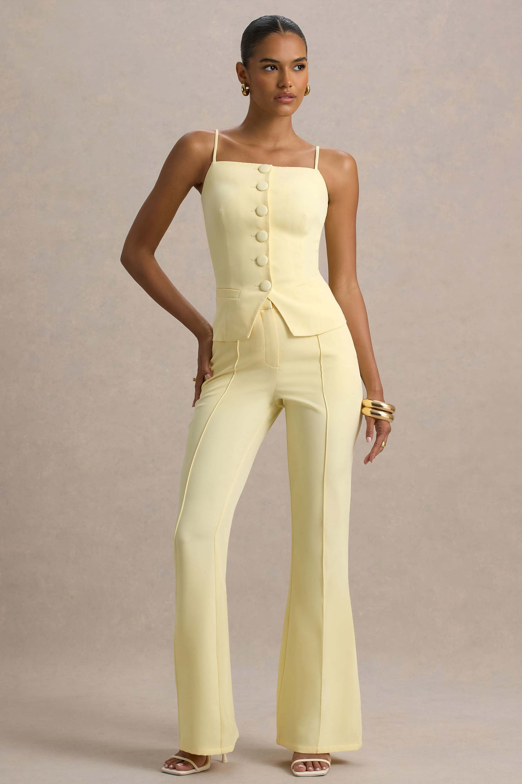 Jada | Lemon Tailored Flared-Leg Trousers