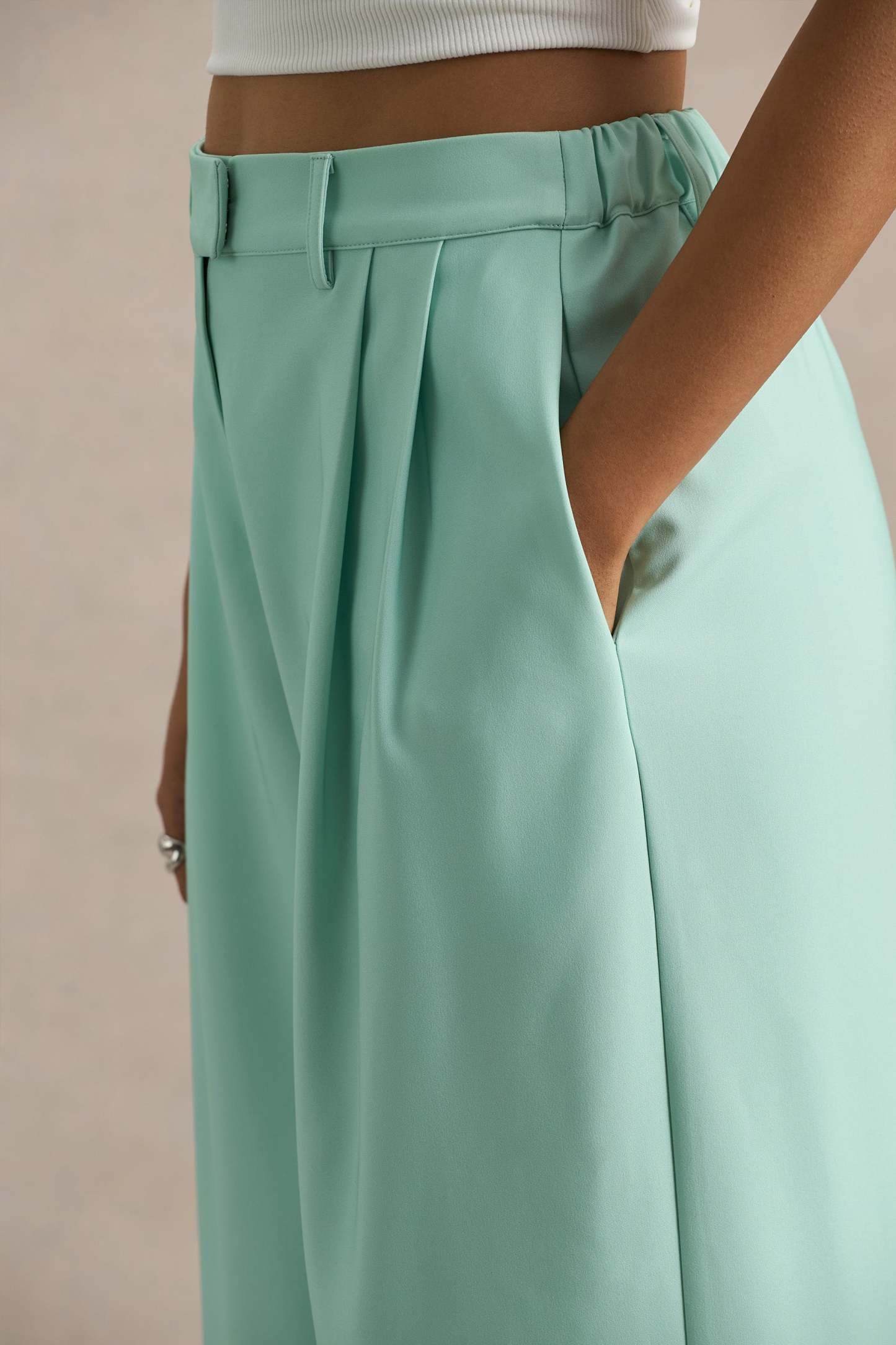 Emerald Ombre Satin Wide-Leg Trousers