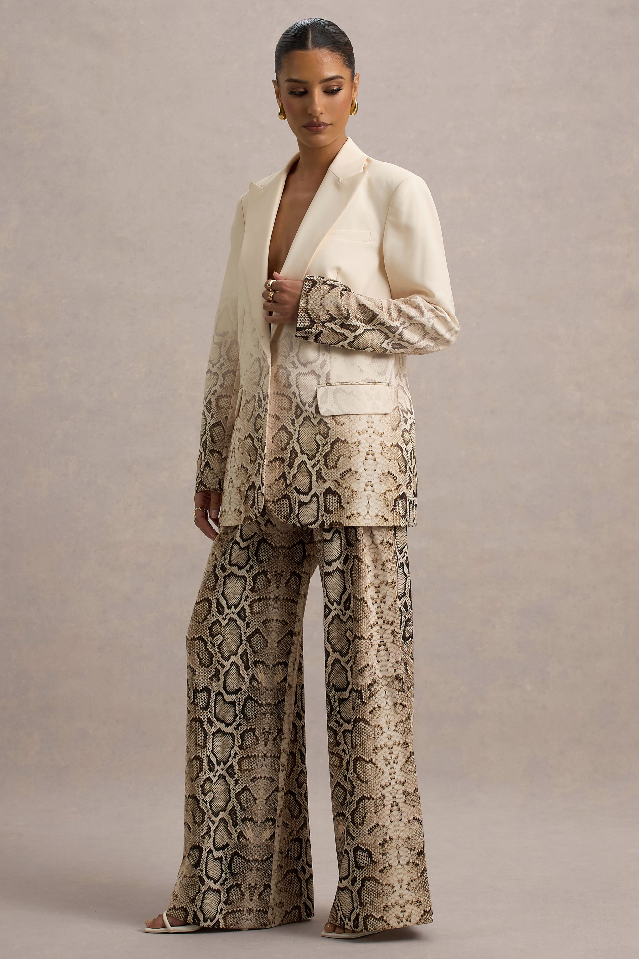 Shaniya | Snake Print Wide-Leg Trousers