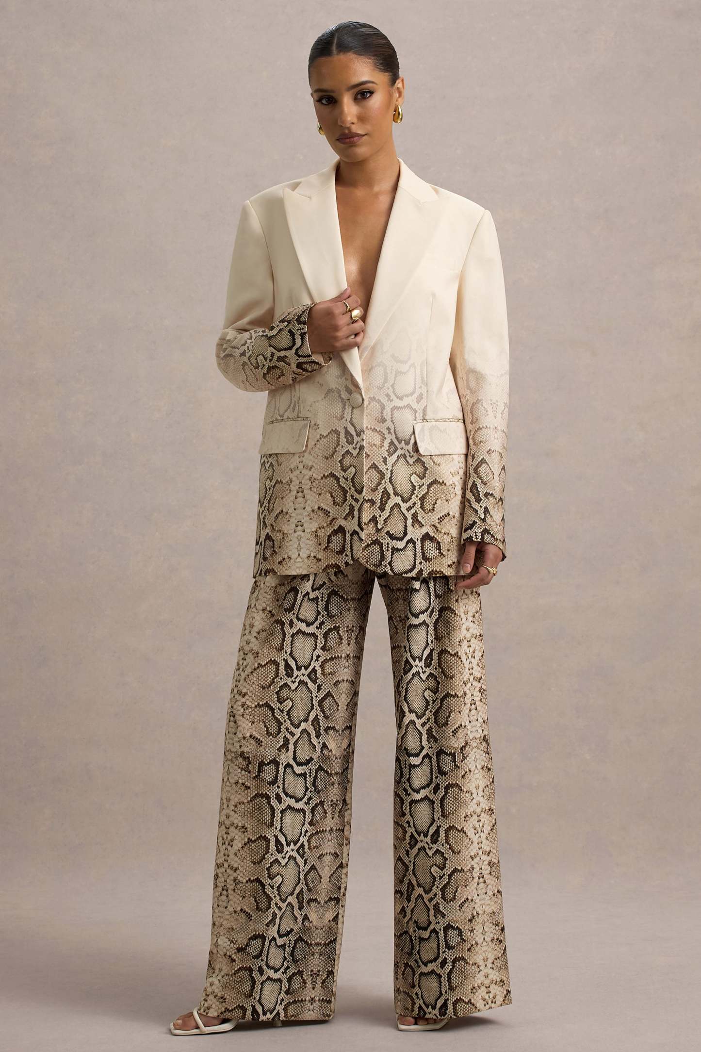 Shaniya | Snake Print Wide-Leg Trousers