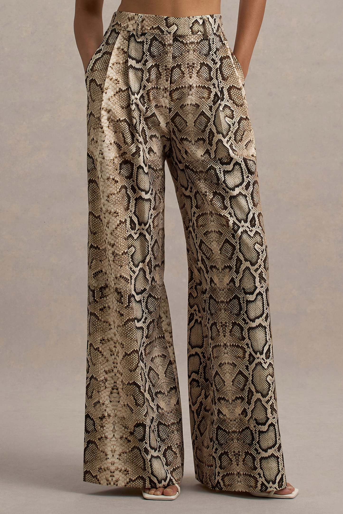 Shaniya | Snake Print Wide-Leg Trousers