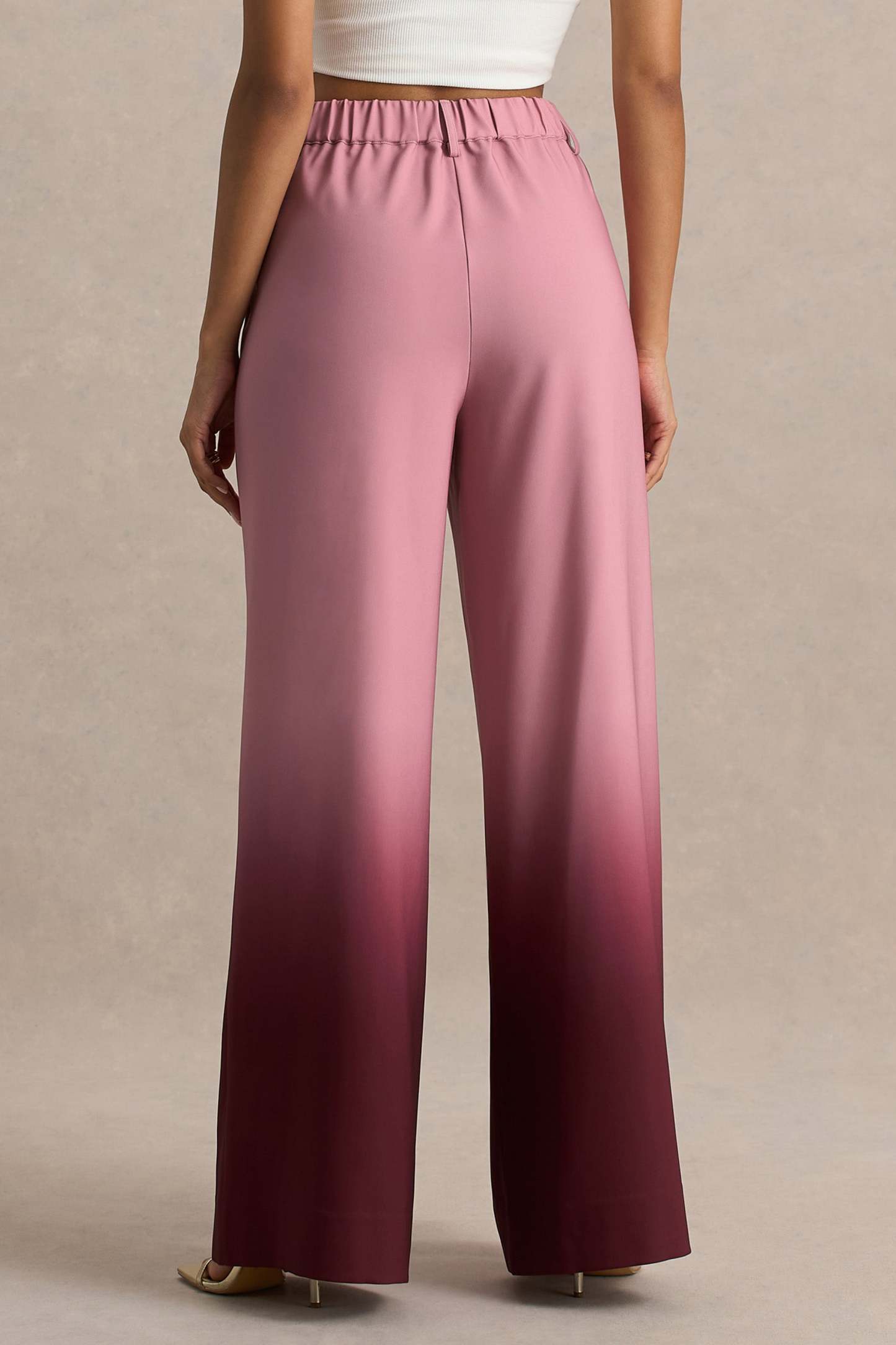 Cherry Ombre Satin Wide-Leg Trousers
