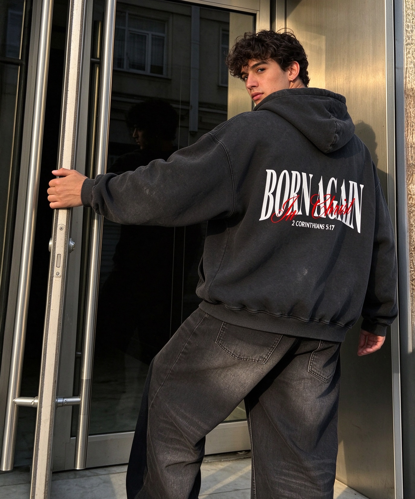 Born Again Unisex Washed Zip-Up Hoodie