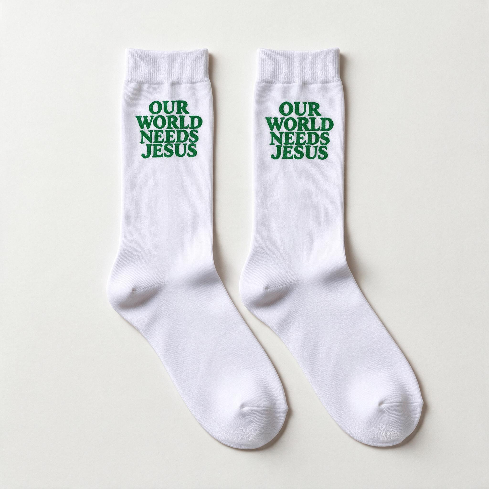 Our World Needs Jesus Unisex Cotton Socks