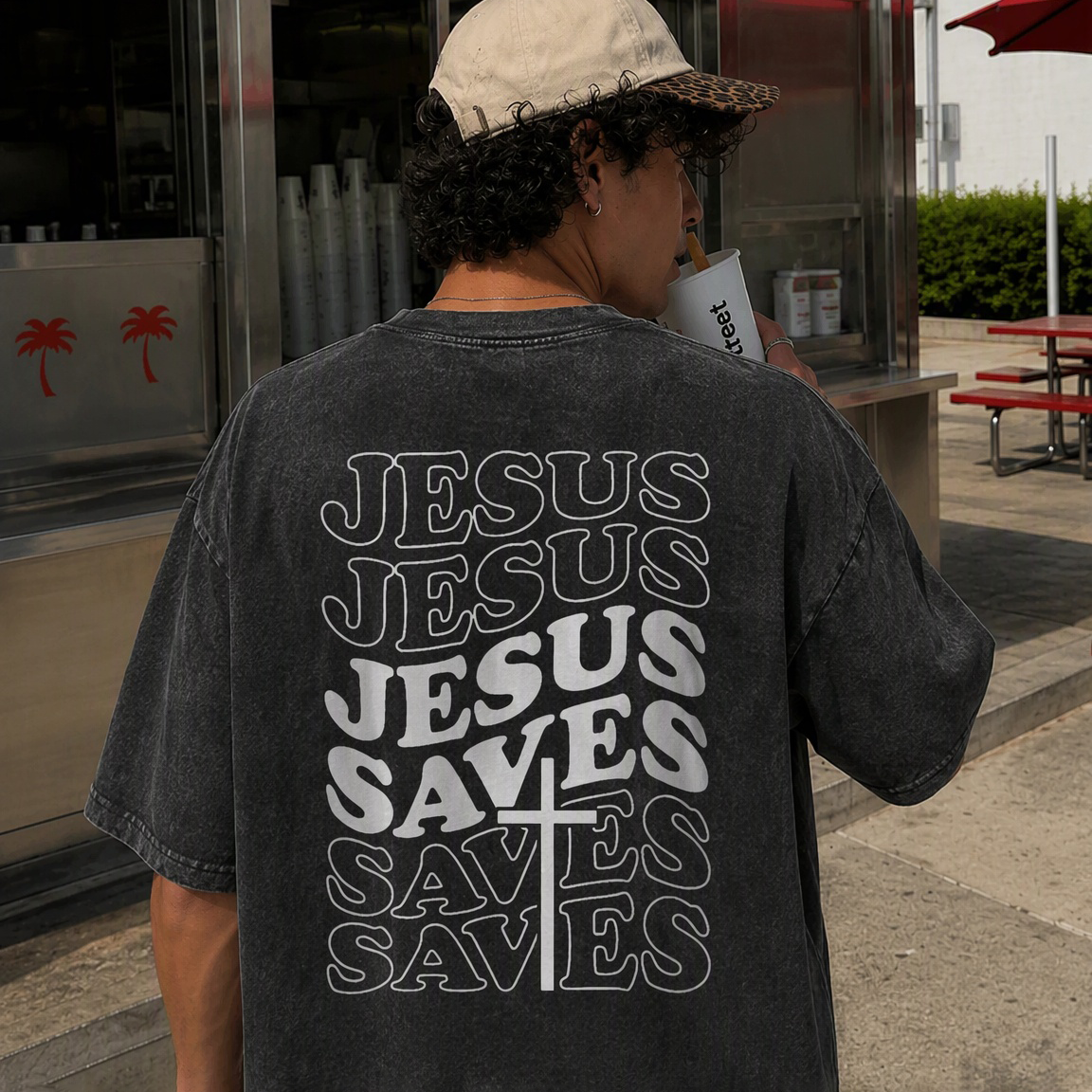 Jesus Saves Washed T-Shirt