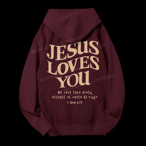 Jesus Loves You Unisex Drawstring Hoodie