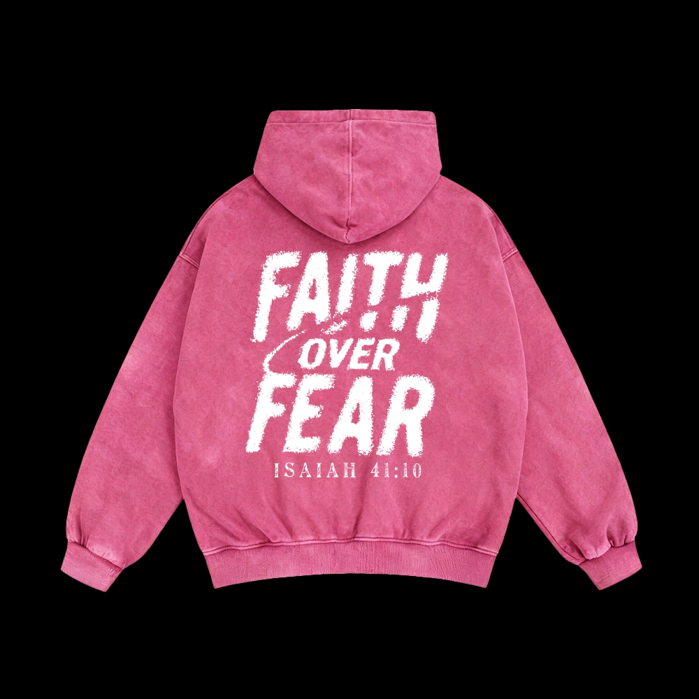 Faith Over Fear Unisex Washed Zip-Up Hoodie