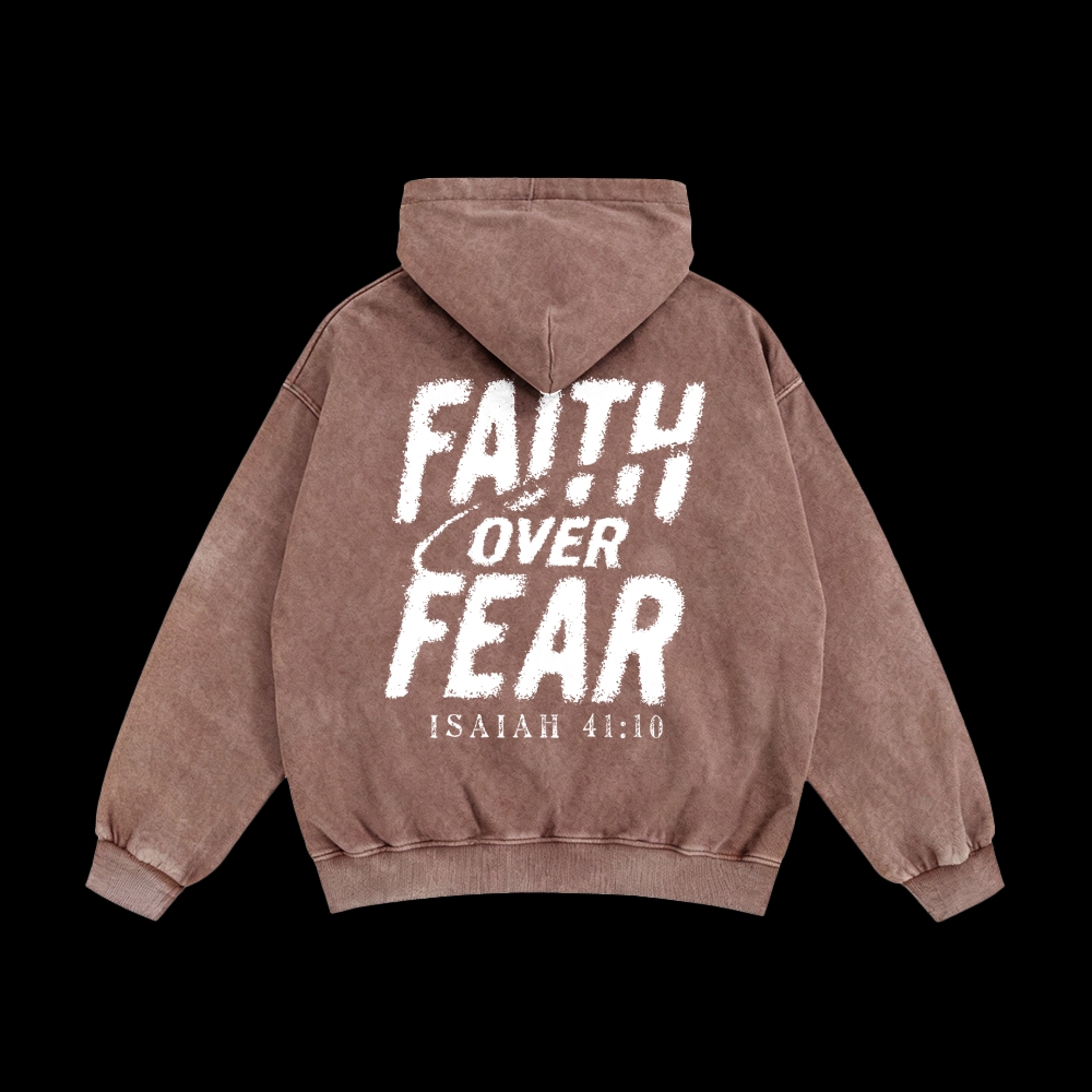 Faith Over Fear Unisex Washed Zip-Up Hoodie