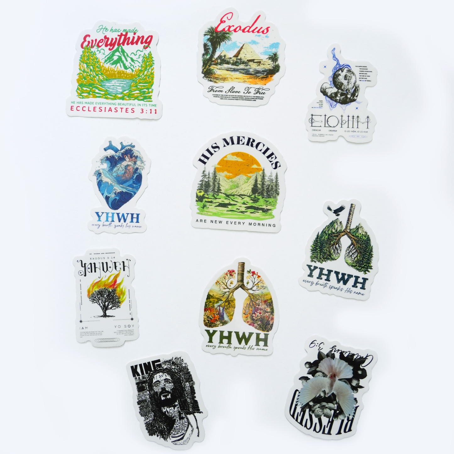 Scripture & Nature Art Christian 10 PACK STICKERS