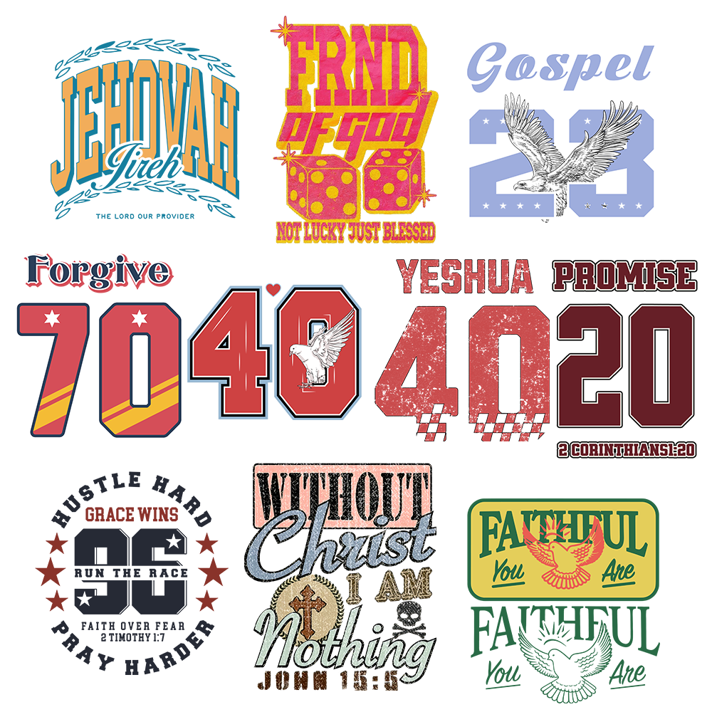 Retro Faith Graphics Christian 10 PACK STICKERS