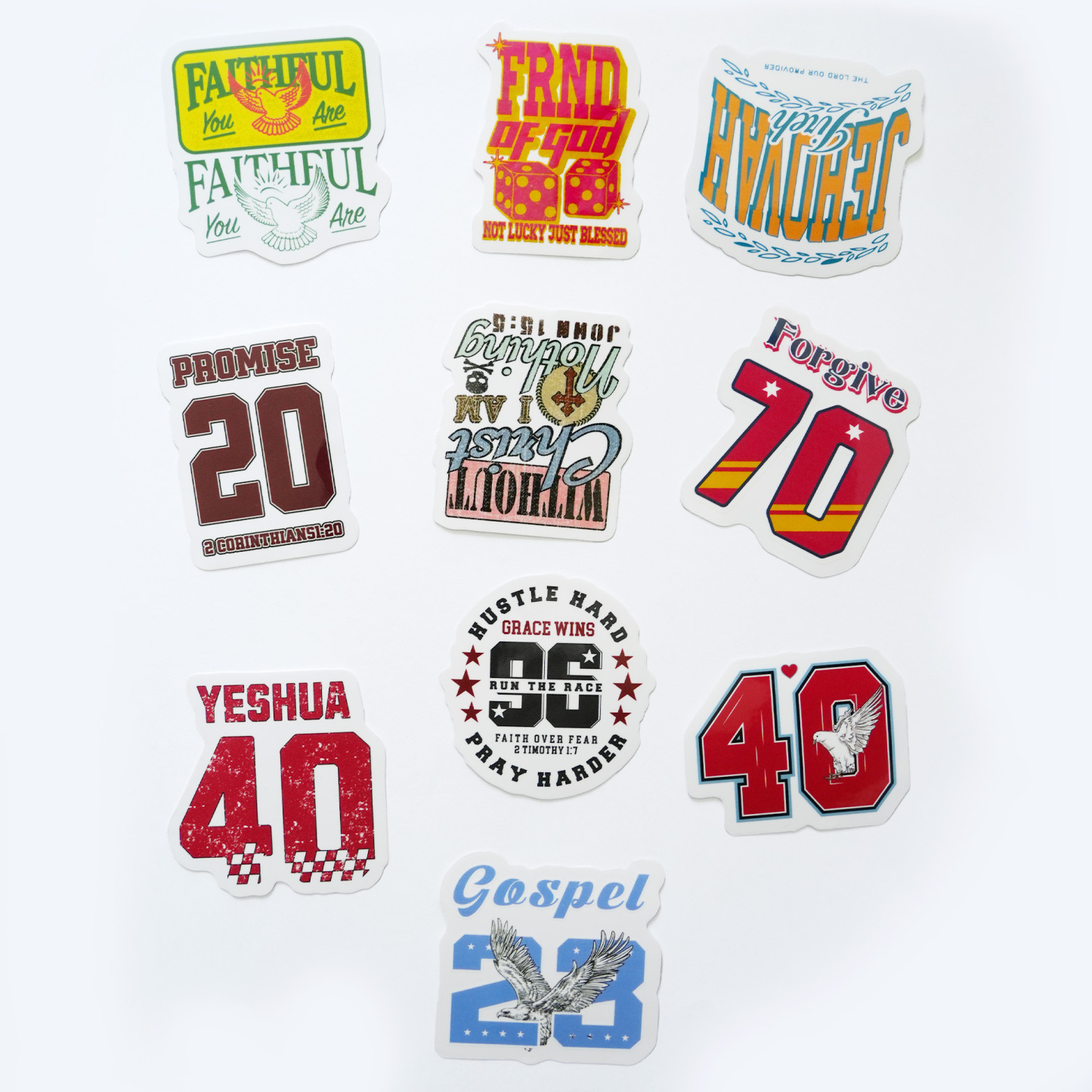 Retro Faith Graphics Christian 10 PACK STICKERS