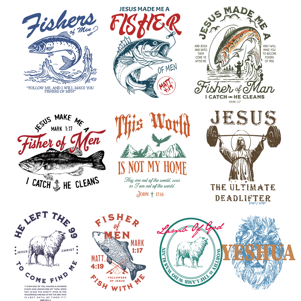 Fisher of Men Vintage Christian 10 PACK STICKERS