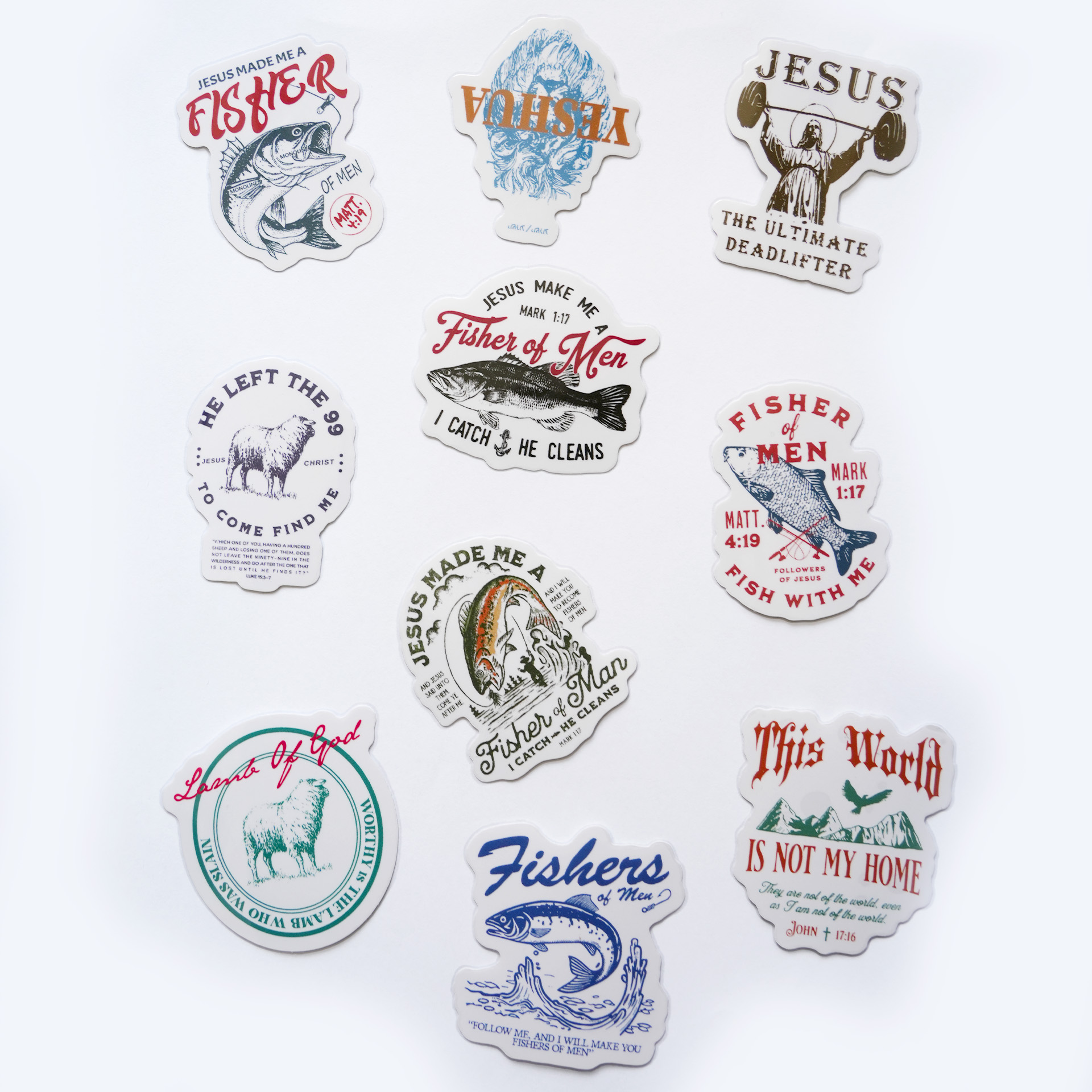 Fisher of Men Vintage Christian 10 PACK STICKERS