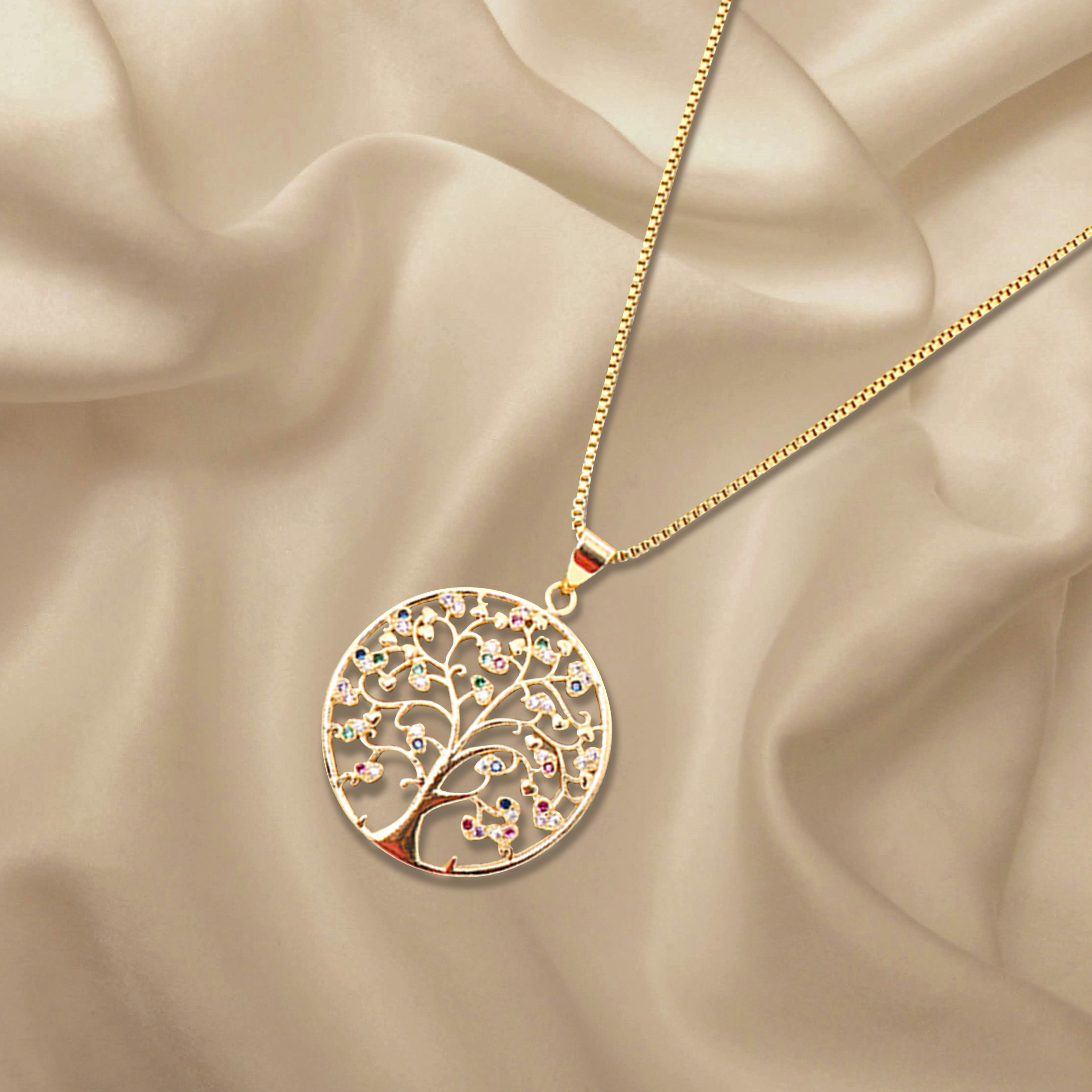 Lucklumen Zircon Tree of Life Necklace To Attract Good Luck And Protection