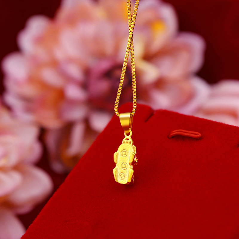 Lucklumen Gold Pixiu Feng Shui Necklace Brings Wealth and Treasures & Protection