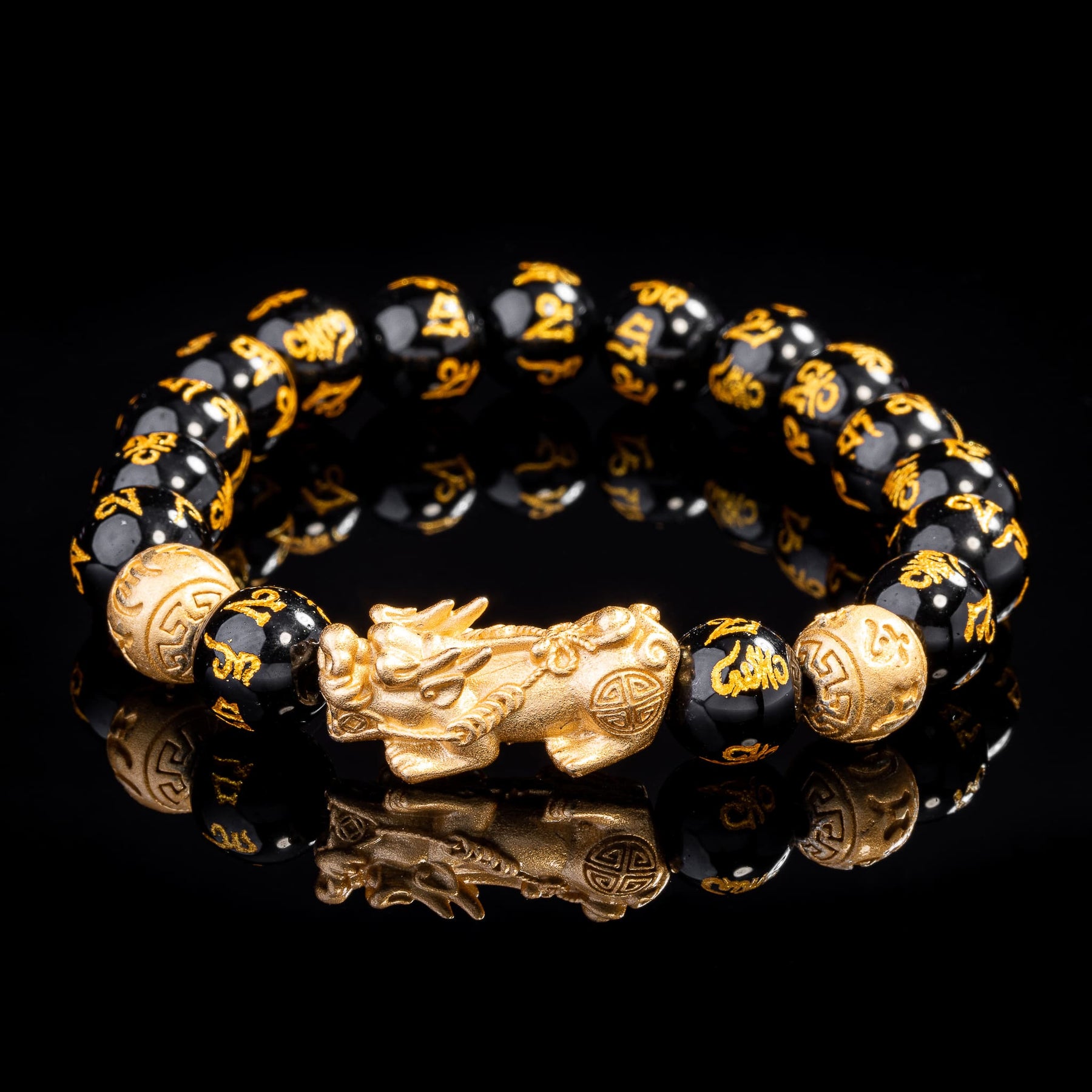 Lucklumen Feng Shui Pixiu Black Obsidian Bracelet  Attract Wealth