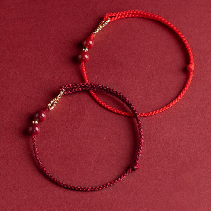 Lucklumen Buddha Stones Cinnabar Blessing Red String 14K Gold Protection Bracelet Attracts Good Luck And Blesses Peace-lucklumen