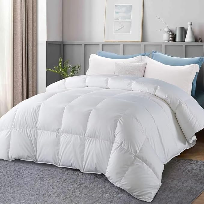 White Goose Duck Down Comforter 100% Cotton Feather Comforter - Lightweight Duvet Insert