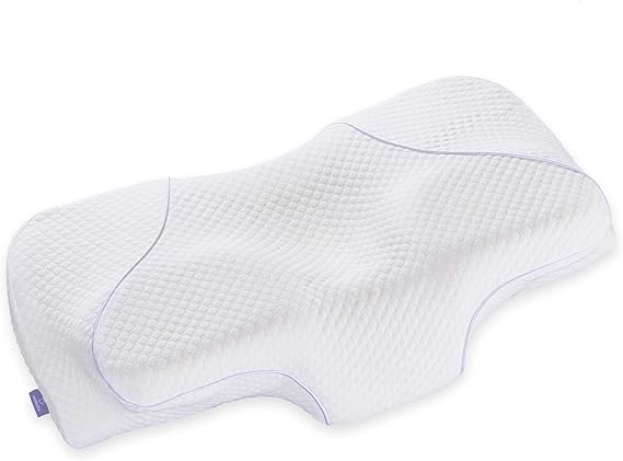 Neck and Cervical Memory Foam Pillow (Queen), Contoured Support Pillows for Neck and Shoulder Pain Relief, Ergonomic Orthopedic Bed Pillow for Side Sleepers, Back and Stomach Sleepers
