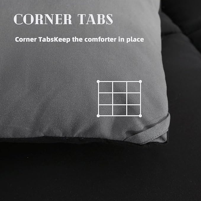 Reversible Down Alternative Comforter-All Season Ultra Soft Duvet Insert 4 Loops-Box Stitched- Machine Washable