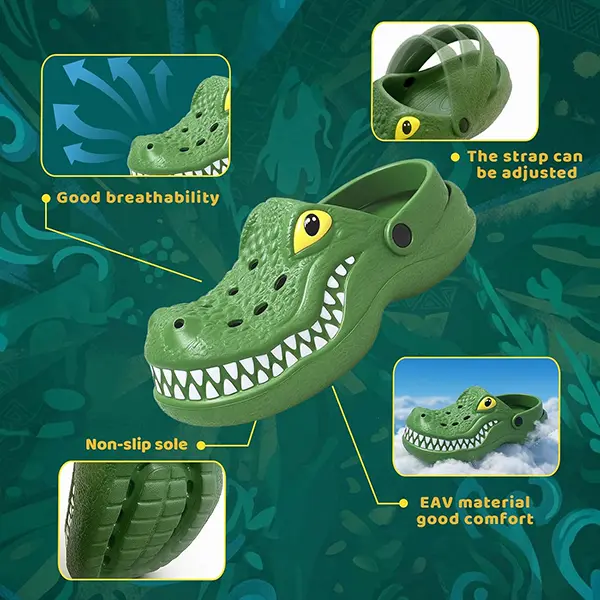 Funny 3D Crocodile Clogs for Men Women Lightweight EVA Garden Clogs Non Slip Breathable