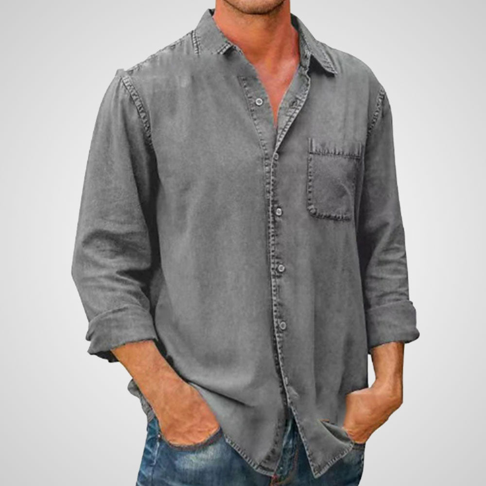 Alvode  Neues einreihiges einfarbiges Revershemd für Herren