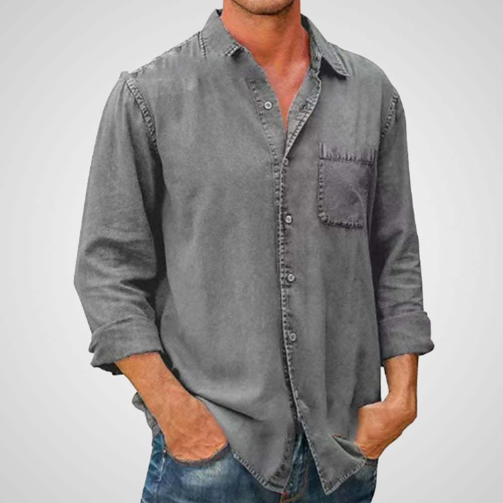 Alvode  Neues einreihiges einfarbiges Revershemd für Herren