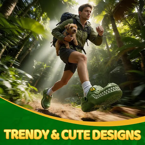 Funny 3D Crocodile Clogs for Men Women Lightweight EVA Garden Clogs Non Slip Breathable