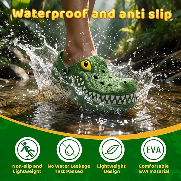 Funny 3D Crocodile Clogs for Men Women Lightweight EVA Garden Clogs Non Slip Breathable