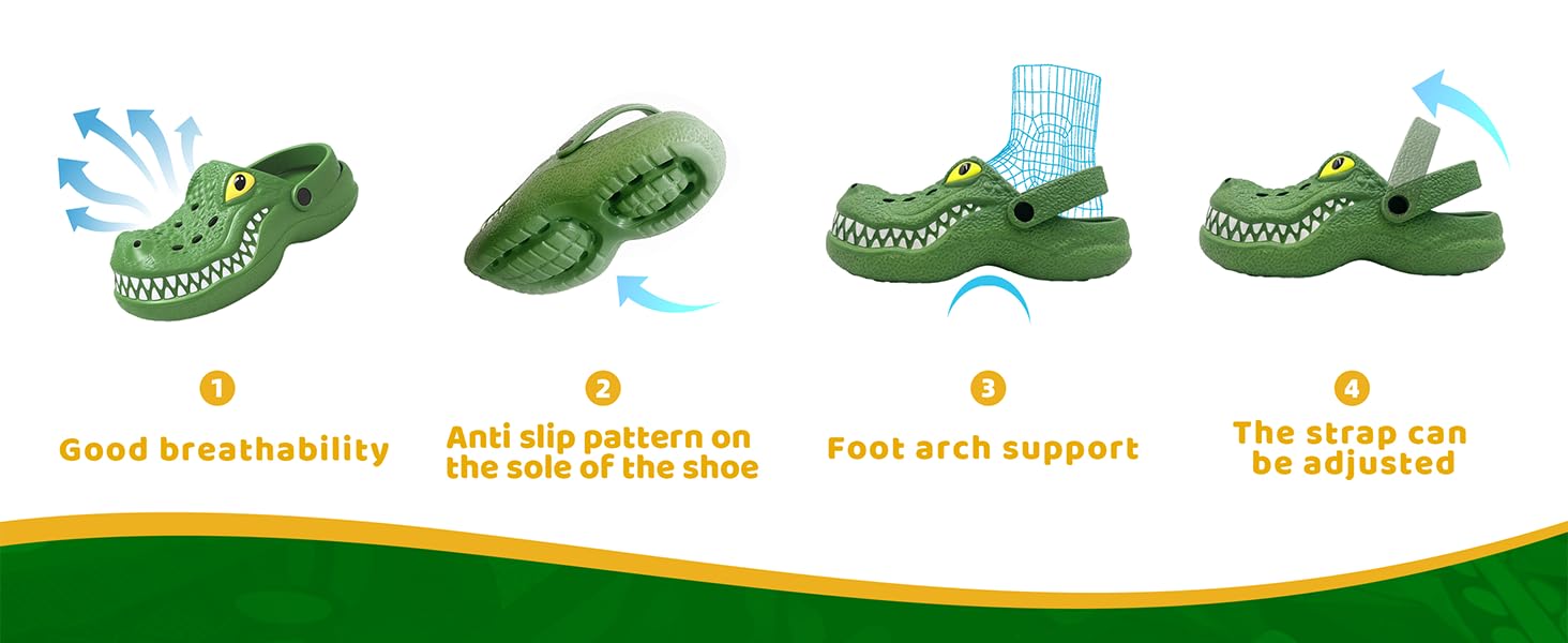 Funny 3D Crocodile Clogs for Men Women Lightweight EVA Garden Clogs Non Slip Breathable Foam Clogs with Arch Support Quick Dry Water Shoes Beach Pool Shower Slip On Slip Resistant Shoes Indoor Outdoor Slippers Casual Summer Shoes Footwear tiktokshopspring