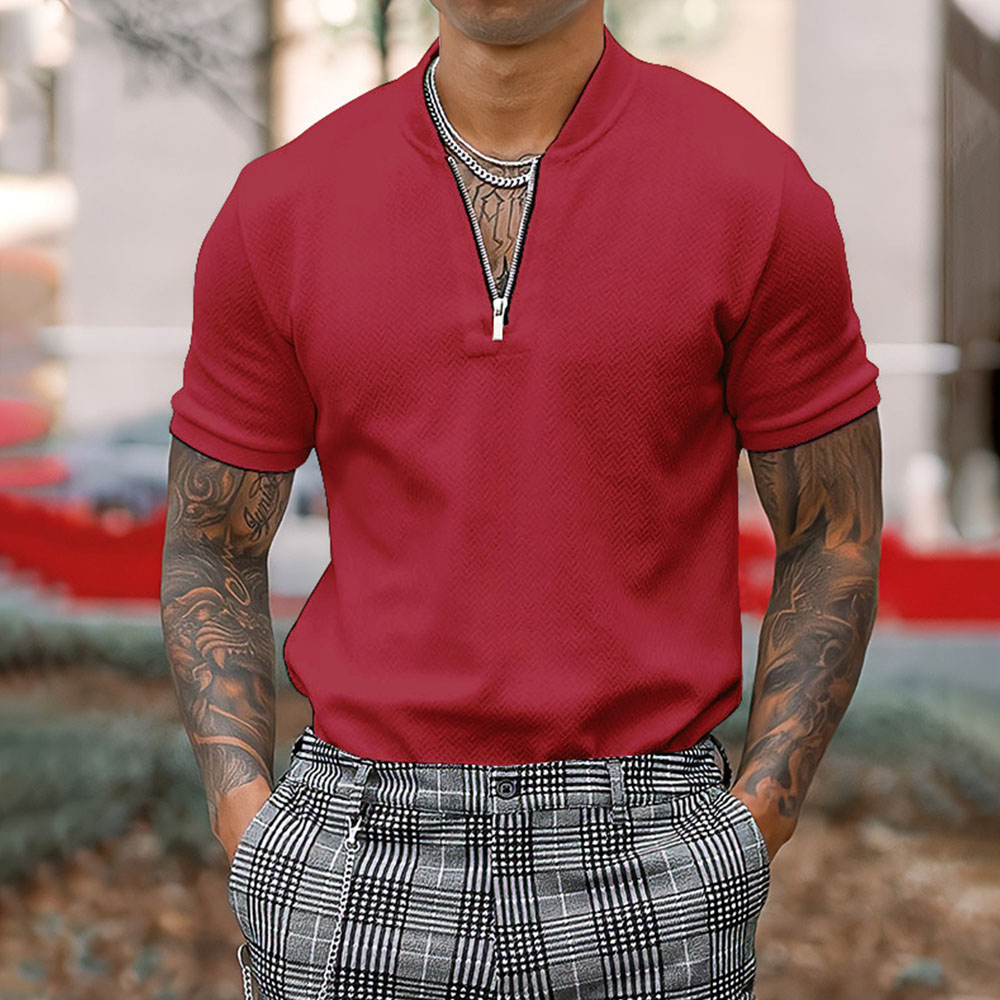 Dazalle™ Neues Poloshirt mit Reißverschluss für Herren, kurzärmeliges Herren-T-Shirt